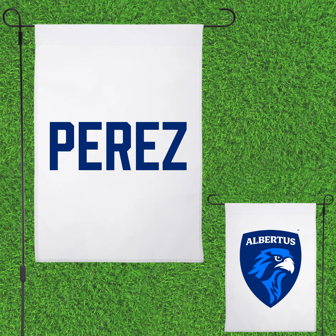 Albertus Magnus College Baseball White Garden Flag - Alexander Perez