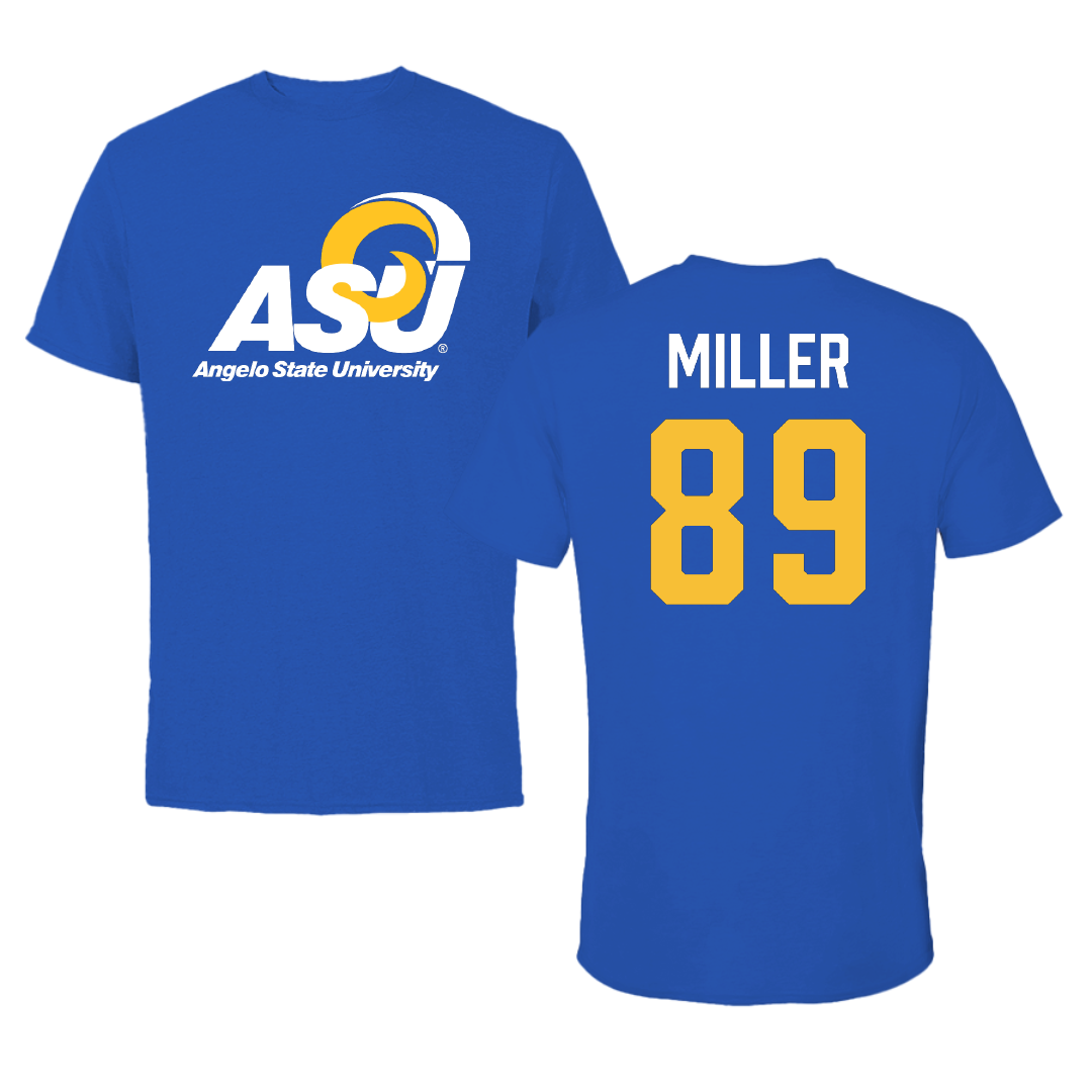 Angelo State University Football Blue Performance Tee - #89 Cole Miller
