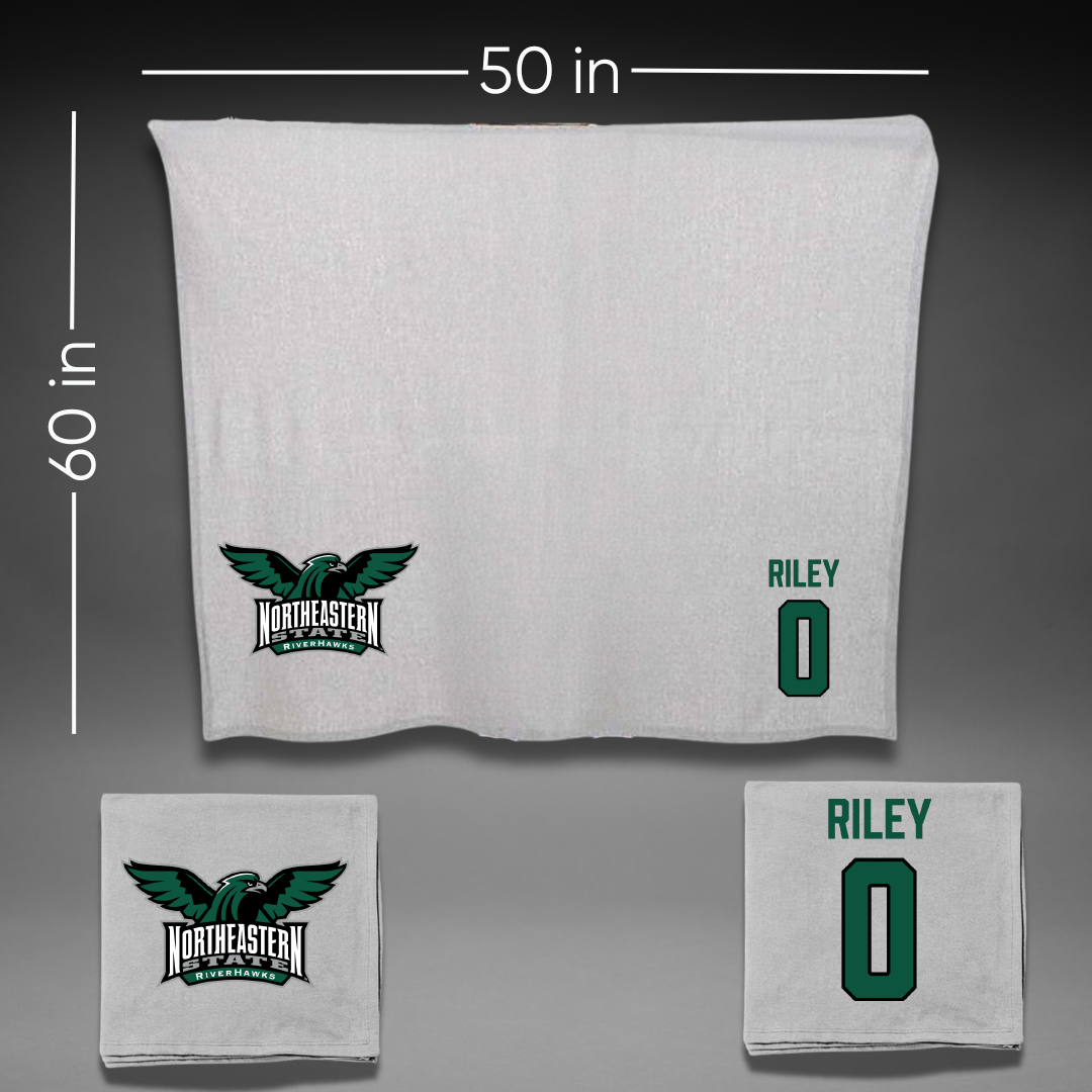 Northeastern State University Football Gray Blanket - #0 Kacie Riley