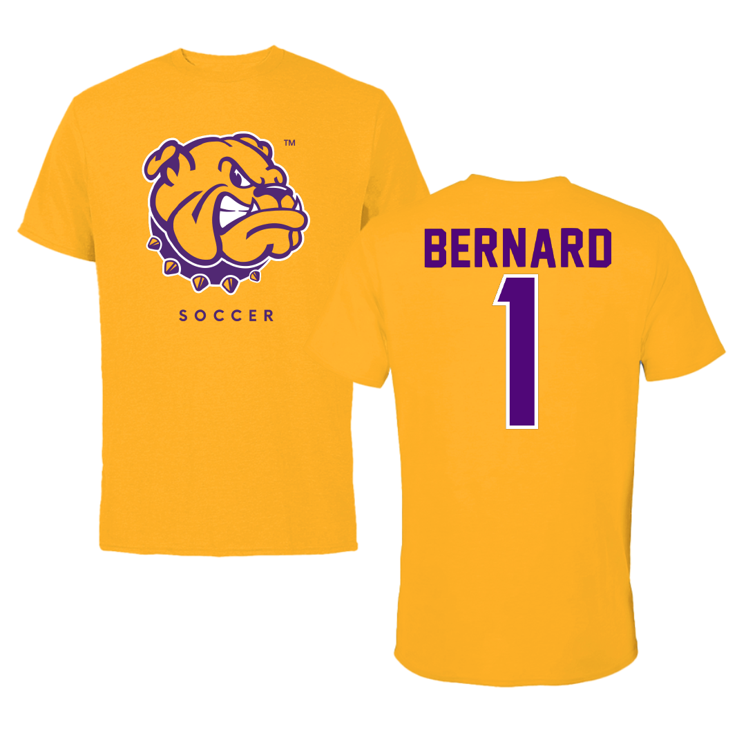 Western Illinois University Soccer Gold Tee - #1 Ariel Bernard