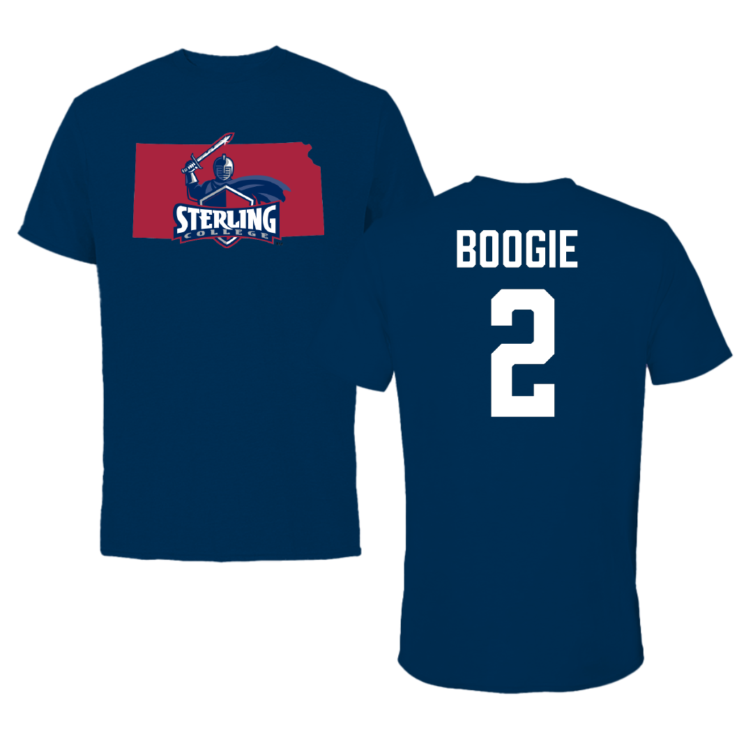 Sterling College Football Navy State Tee - #2 Charles Boogie
