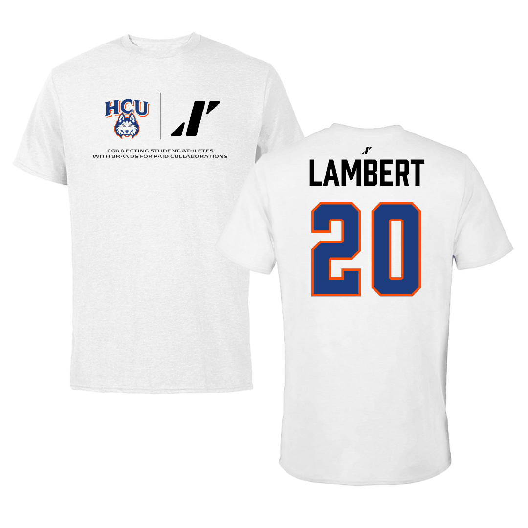 Houston Christian University Soccer White Rally Tee - #20 Madison Lambert