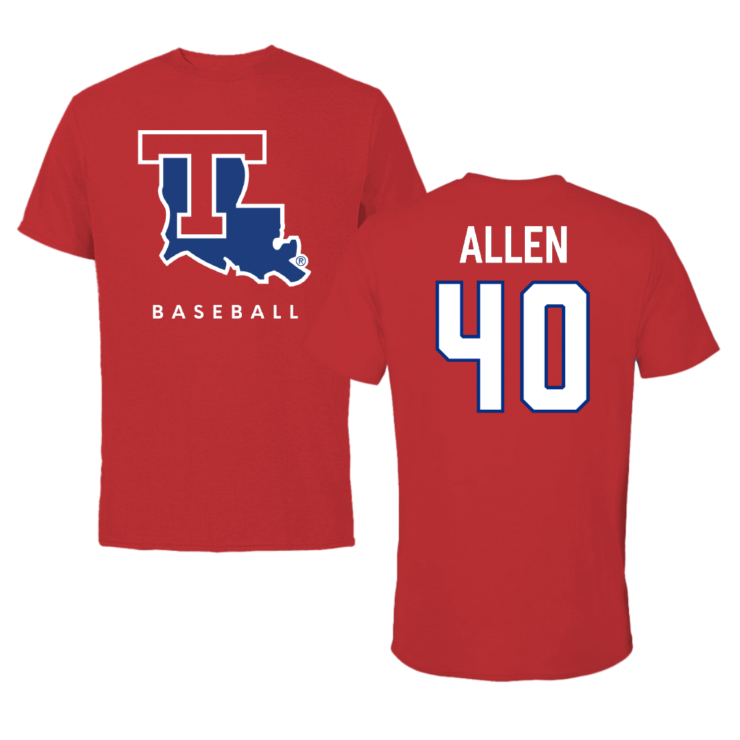 Louisiana Tech University Baseball Red Performance Tee - #40 Thomas Allen