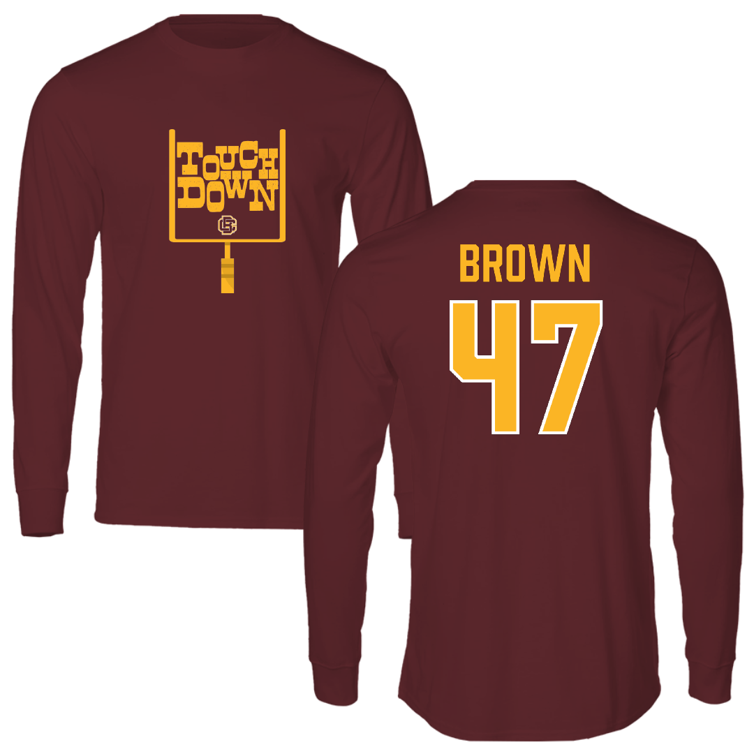 Bethune-Cookman University Football Maroon Touchdown Long Sleeve - #47 Ejike Brown