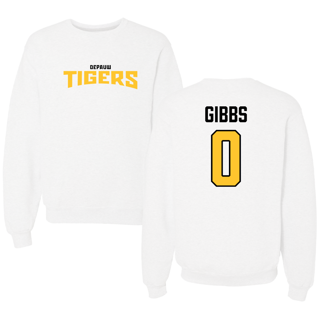 DePauw University Football White Classic Crewneck - #0 Alex Gibbs