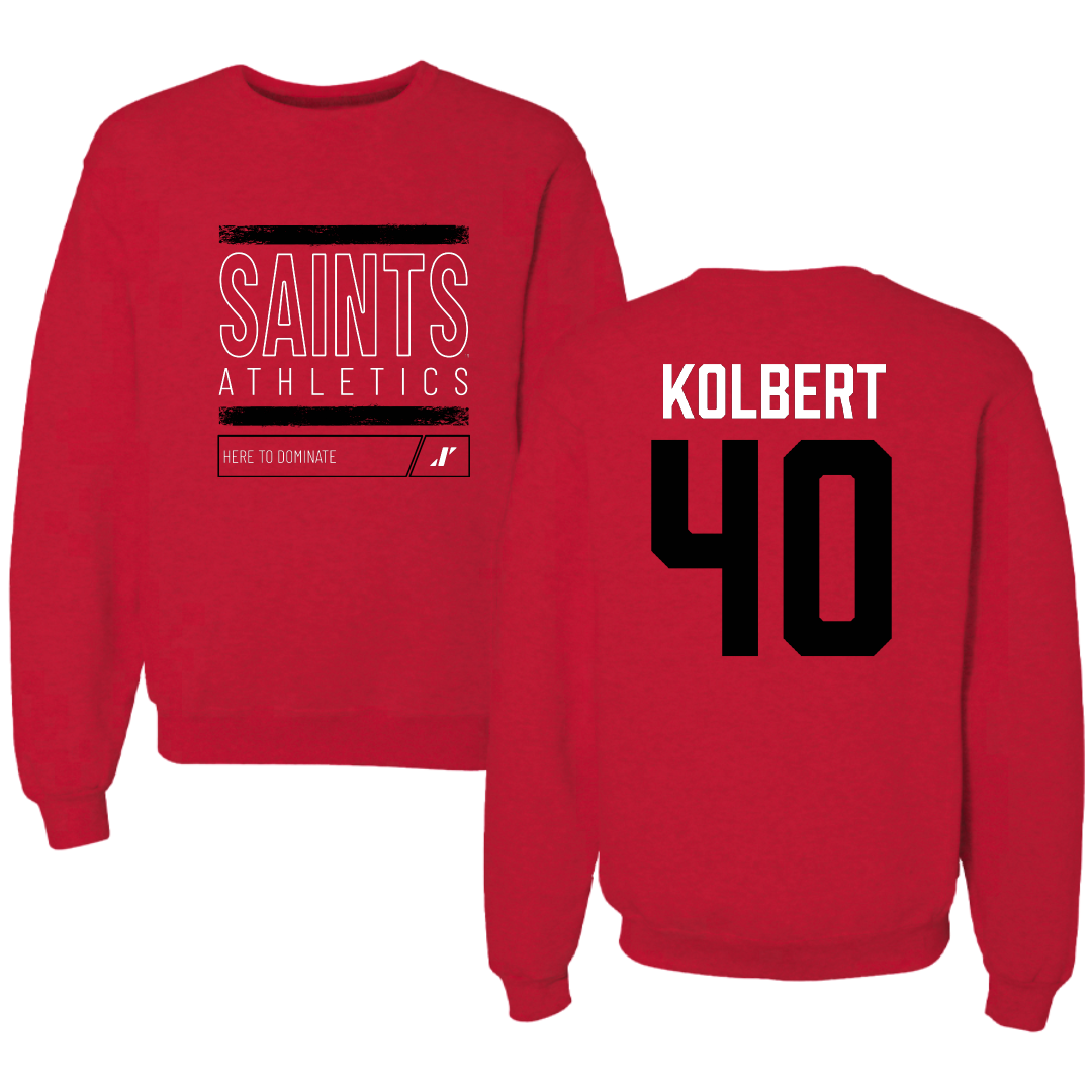 D'Youville University Baseball Red Dominate Crewneck - #40 Blaise Kolbert