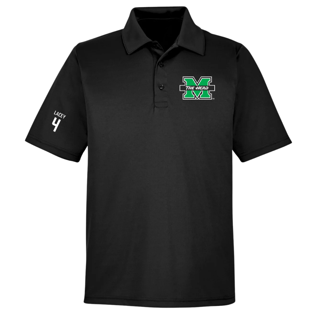 Marshall University Football Black Polo - #4 Demarcus Lacey