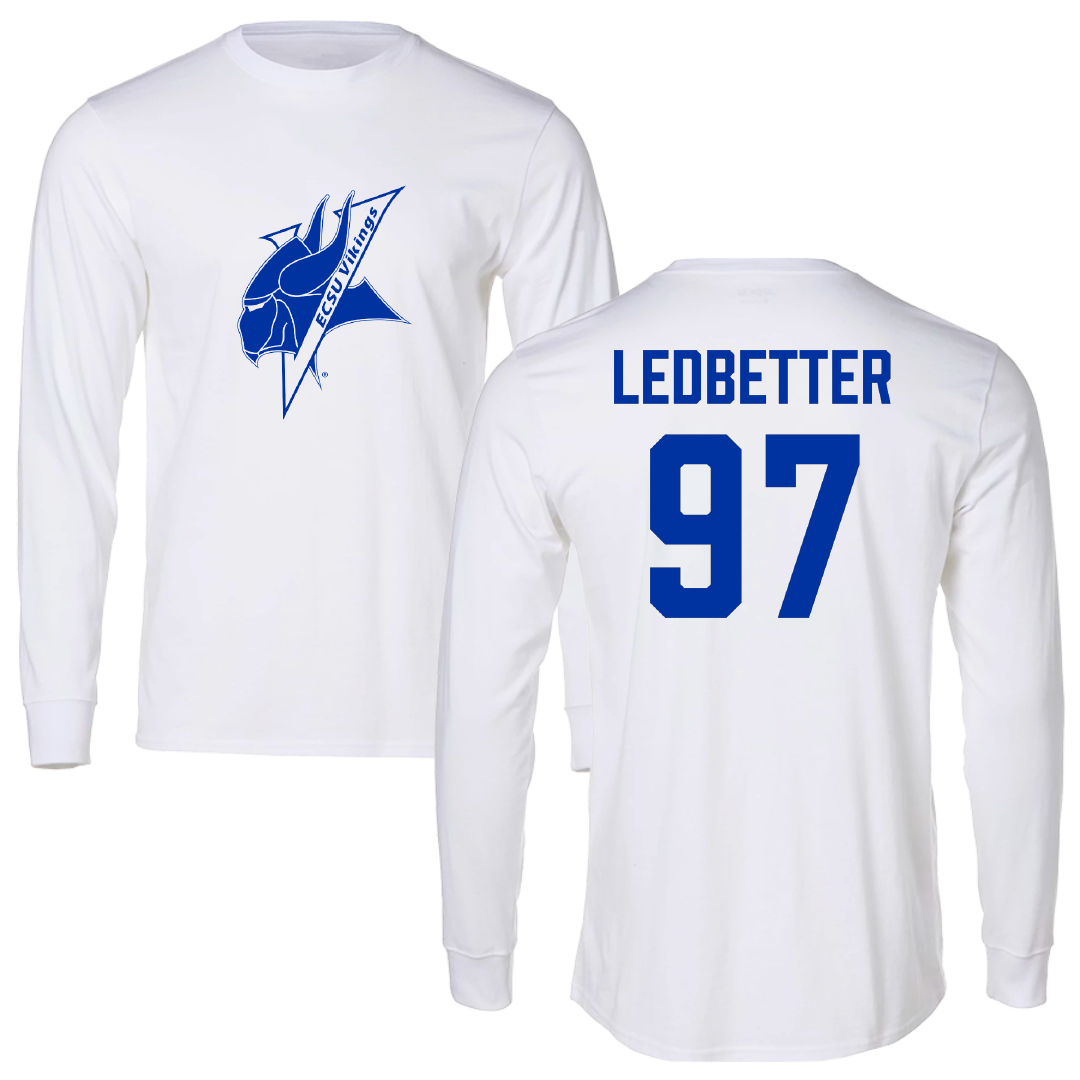 Elizabeth City State University Football White Performance Long Sleeve - #97 Jaden Ledbetter