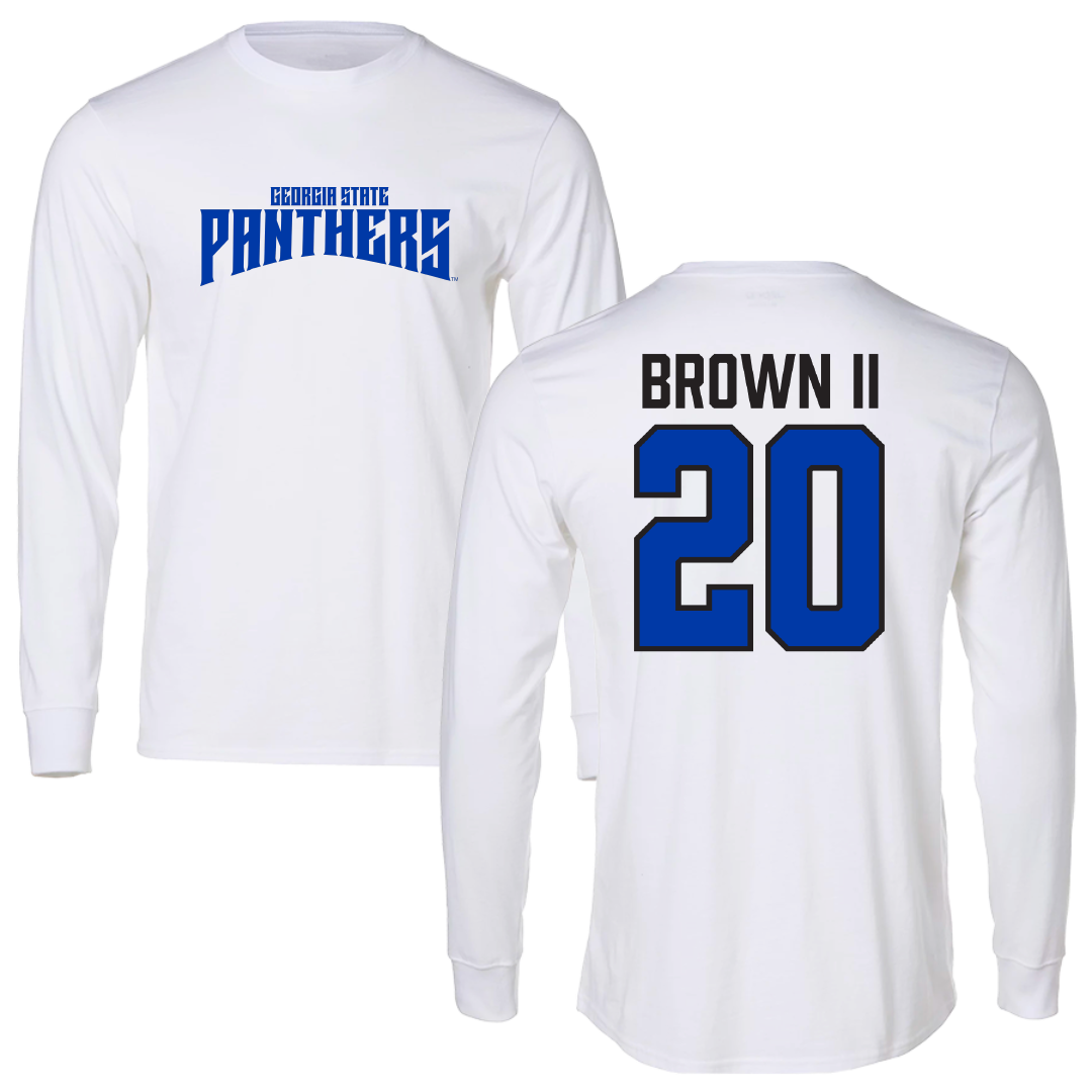 Georgia State University Football White Classic Performance Long Sleeve - #20 Victoine Brown II