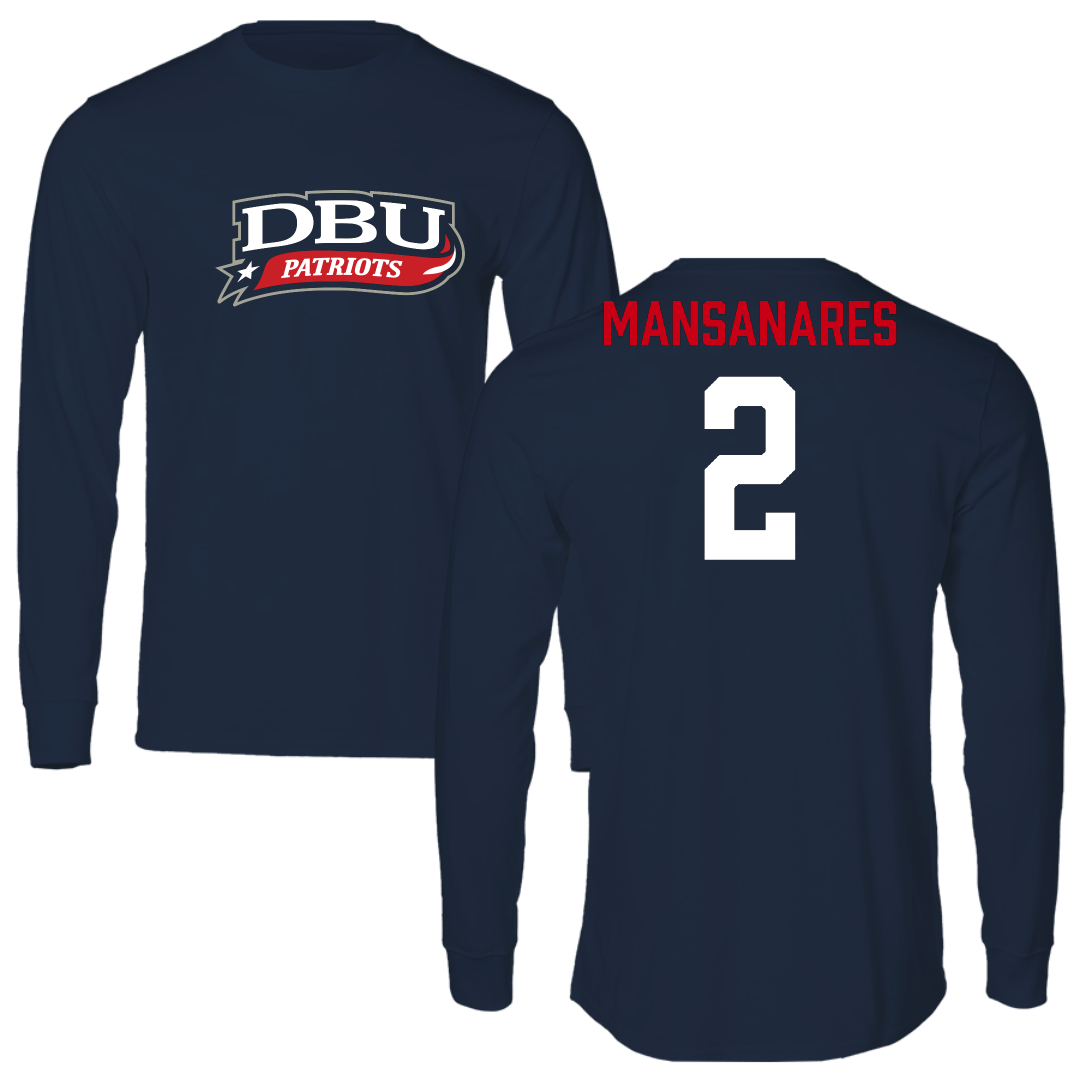 Dallas Baptist University Lacrosse (M) Navy Long Sleeve - #2 Benjamin Mansanares