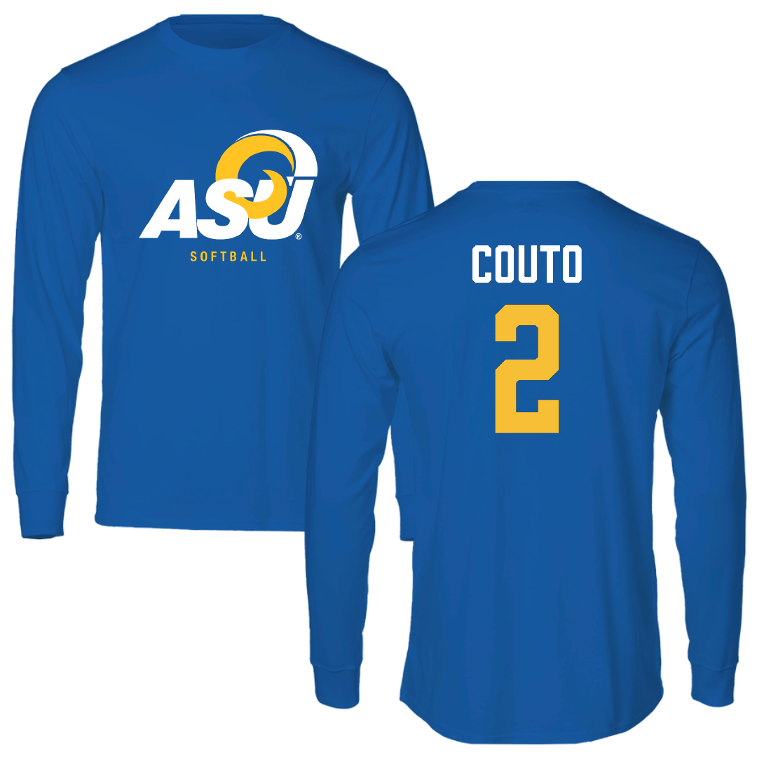 Angelo State University Softball Blue Performance Long Sleeve - #2 Alexa Couto
