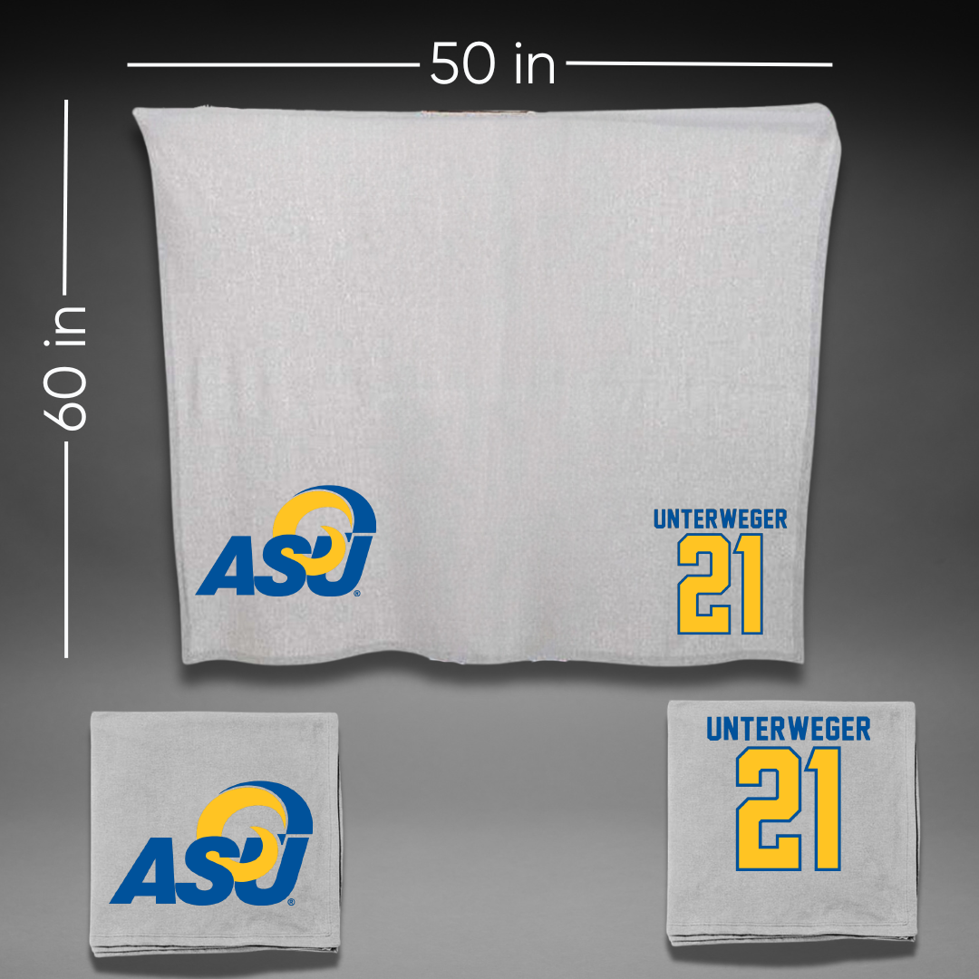 Angelo State University Volleyball Gray Blanket - #21 Ella Unterweger
