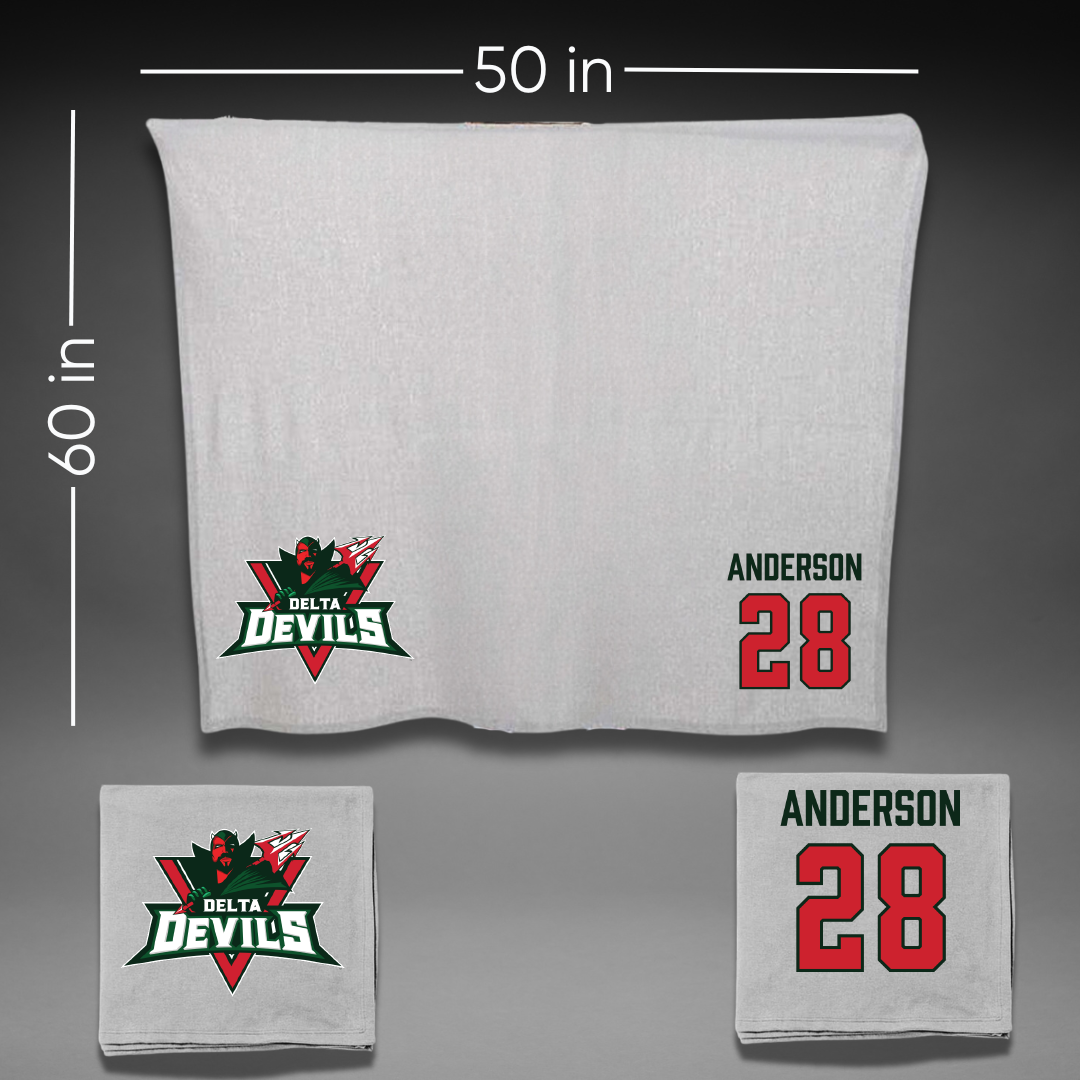 Mississippi Valley State University Football Gray Blanket - #28 Jordan Anderson
