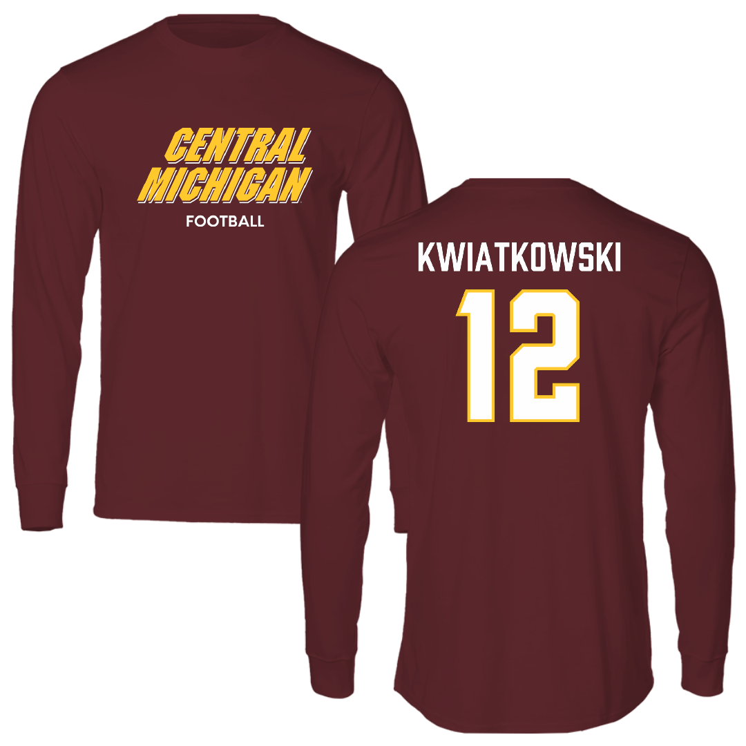 Central Michigan University Football Maroon Long Sleeve - #12 Jordan Kwiatkowski