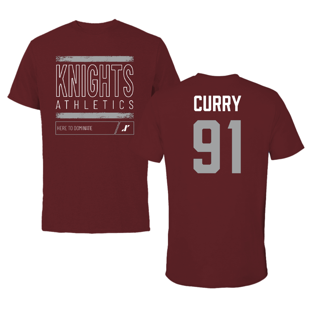 Southern Virginia University Football Maroon Dominate Performance Tee - #91 Kalvin Curry