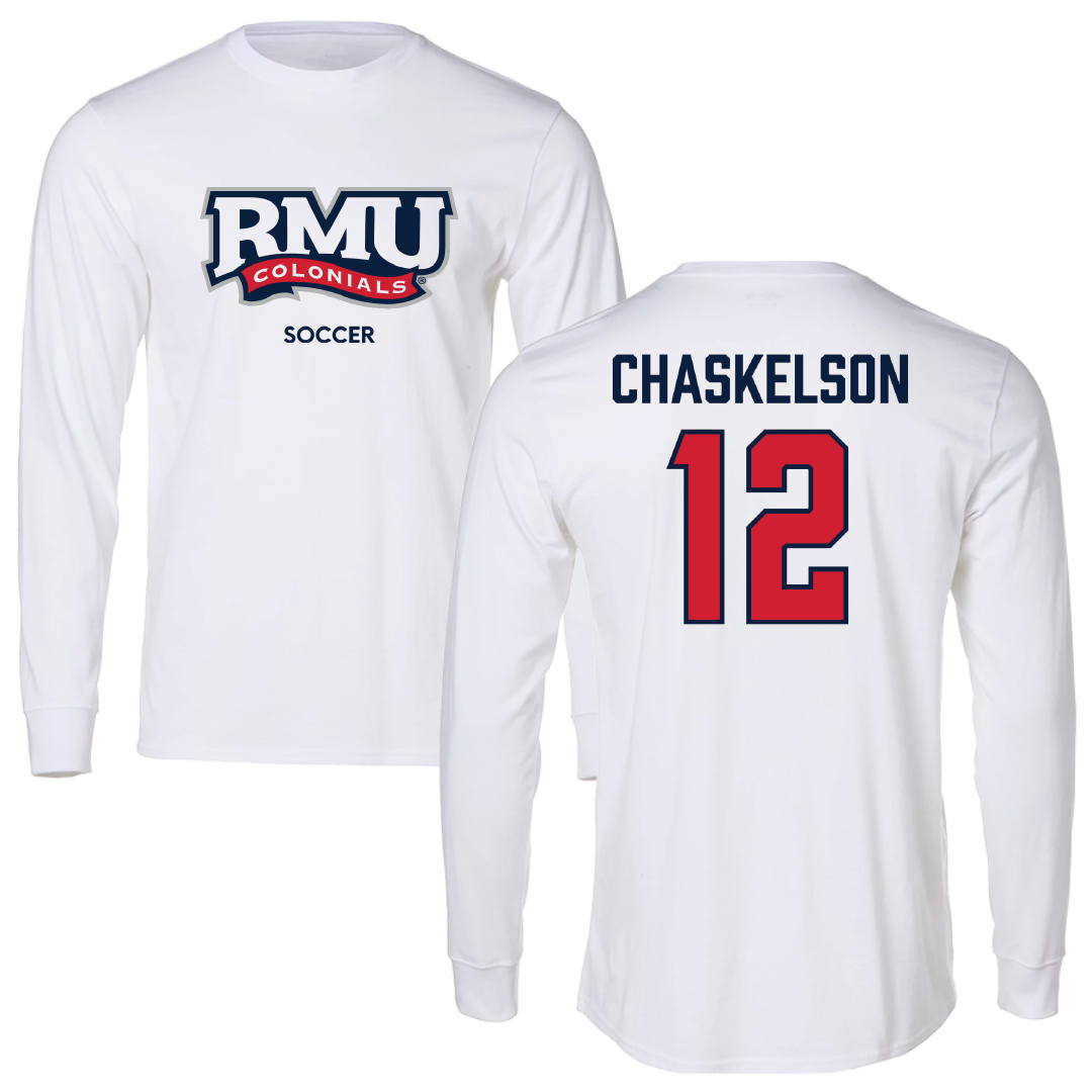Robert Morris University Soccer (W) White Performance Long Sleeve - #12 Ivy Chaskelson