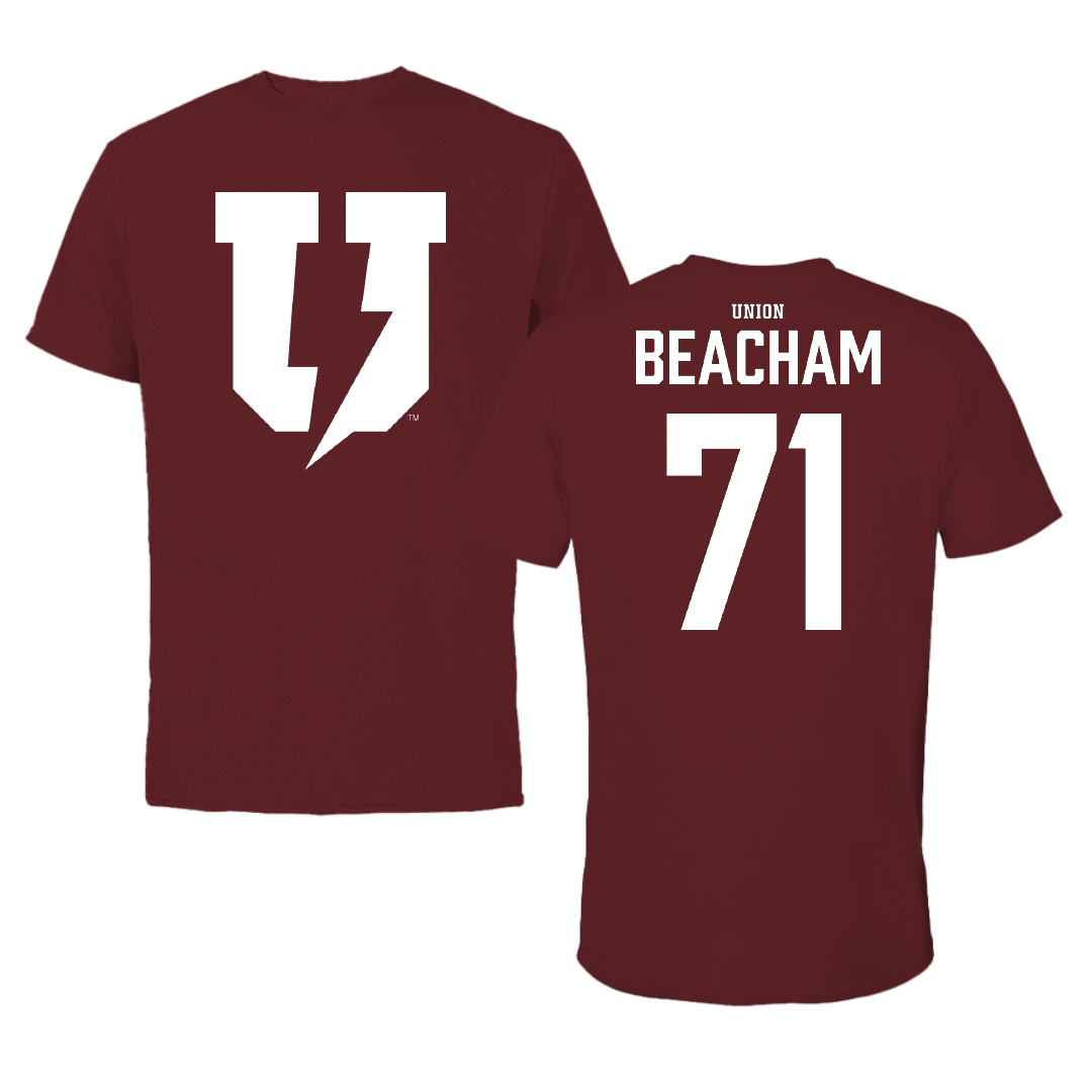 Union College Football Maroon Tee - #71 Jack Beacham