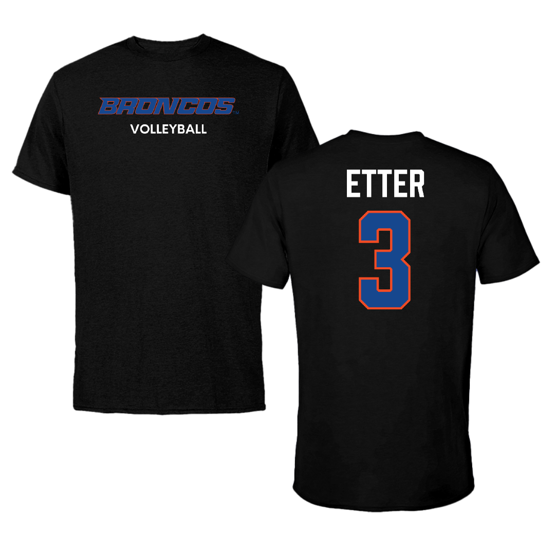 Boise State University Volleyball (W) Black Tee - #3 Lilli Etter