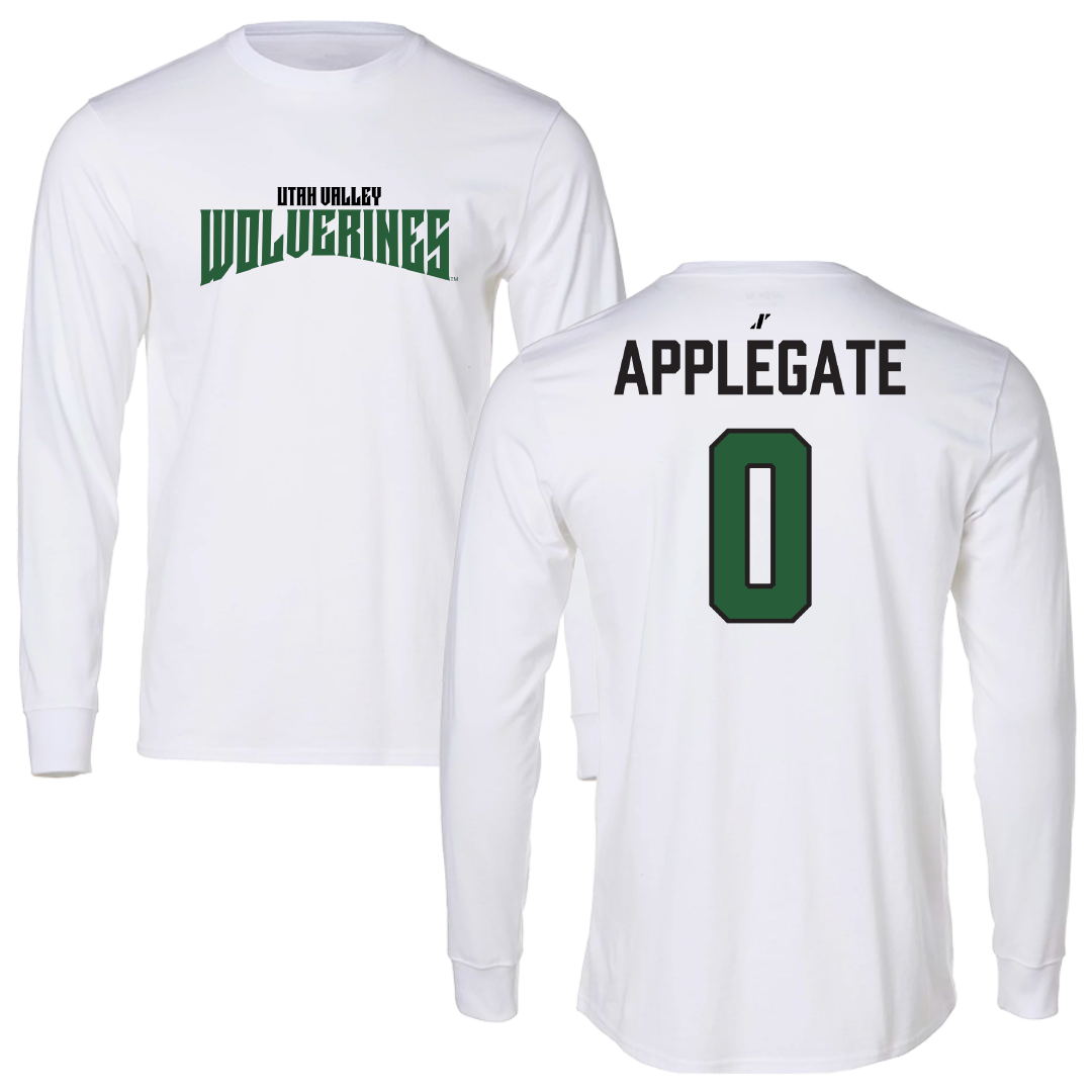 Utah Valley University Baseball White Classic Long Sleeve - #0 Will Applegate