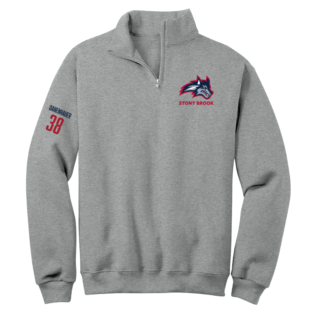 Stony Brook University Football Sport Gray Quarter-Zip - #38 Sid Danenhauer