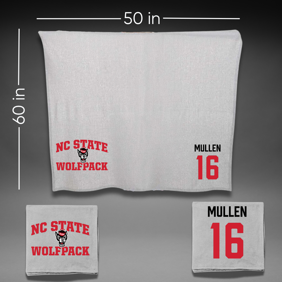 North Carolina State University Volleyball Gray Blanket - #16 Ashley Mullen