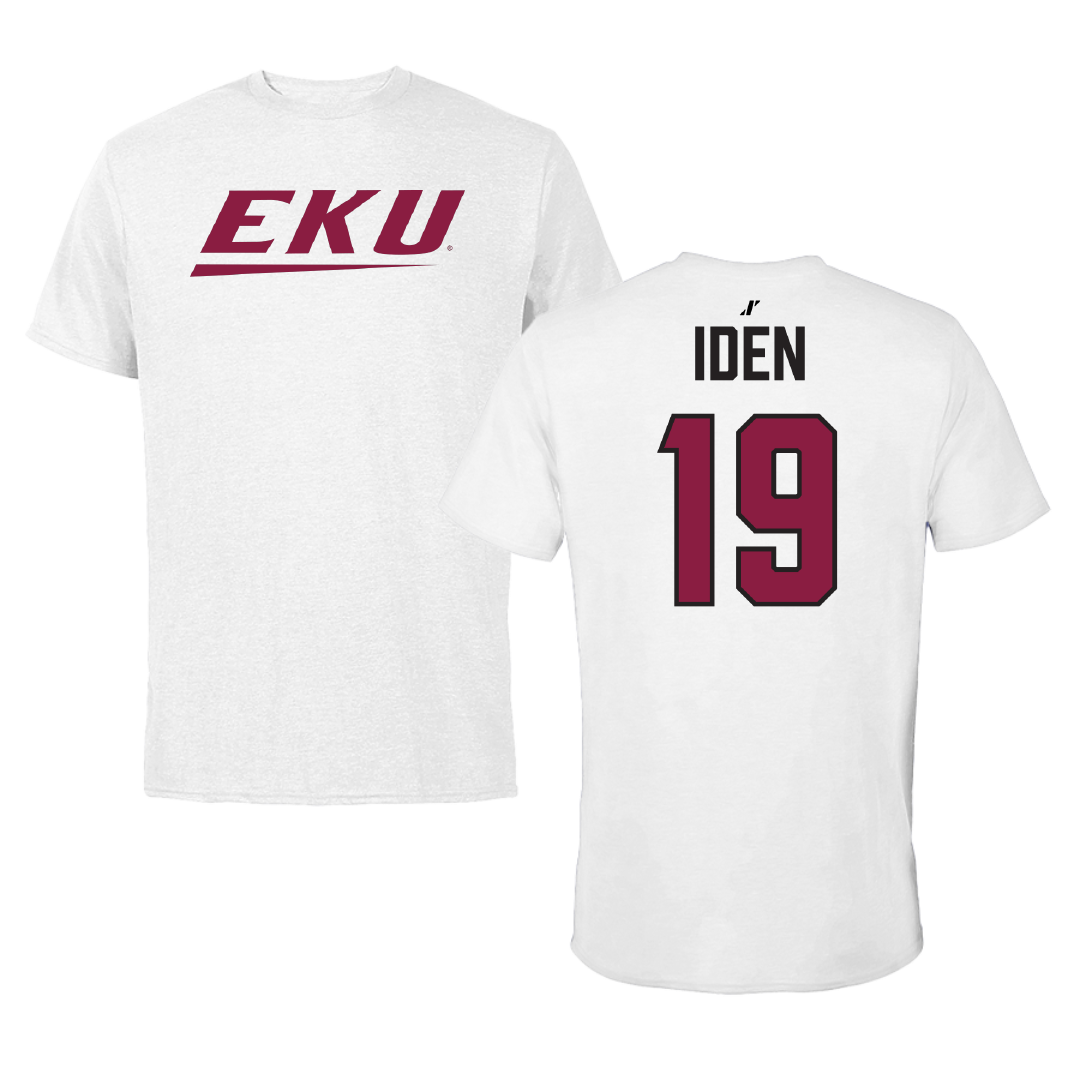 Eastern Kentucky University Baseball White Performance Tee - #19 Nathaniel Iden