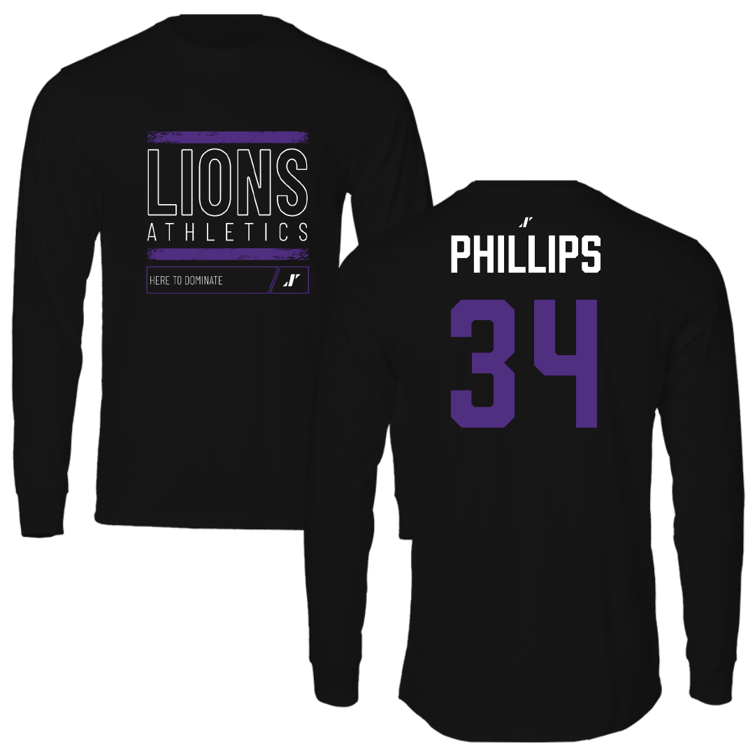 Nelson University Football Black Dominate Performance Long Sleeve - #34 Camdyn Phillips