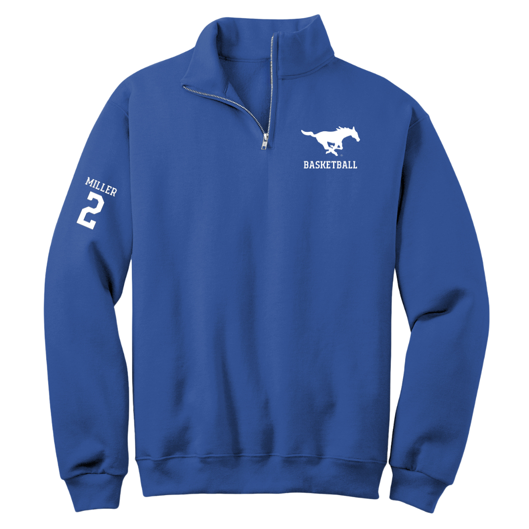 Southern Methodist University Basketball (M) Blue Quarter-Zip - #2 Boopie Miller