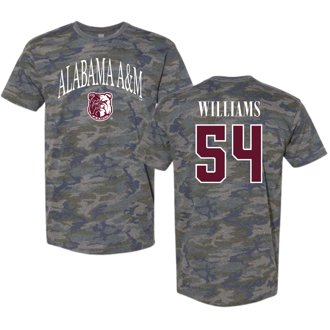 Alabama A&M University Football Vintage Camo Tee - #54 Diwonne Williams