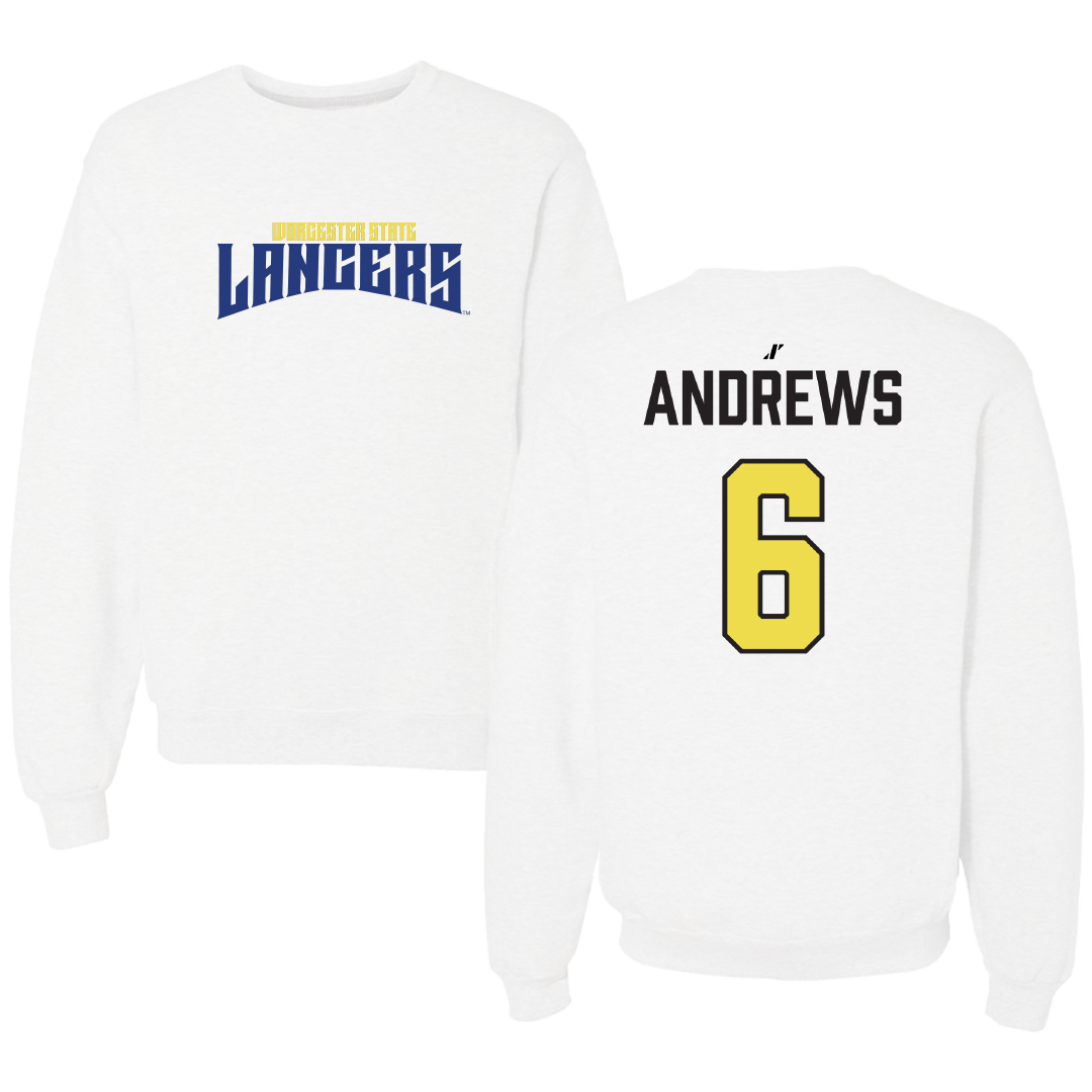 Worcester State University Softball White Classic Crewneck - #6 Carisa Andrews