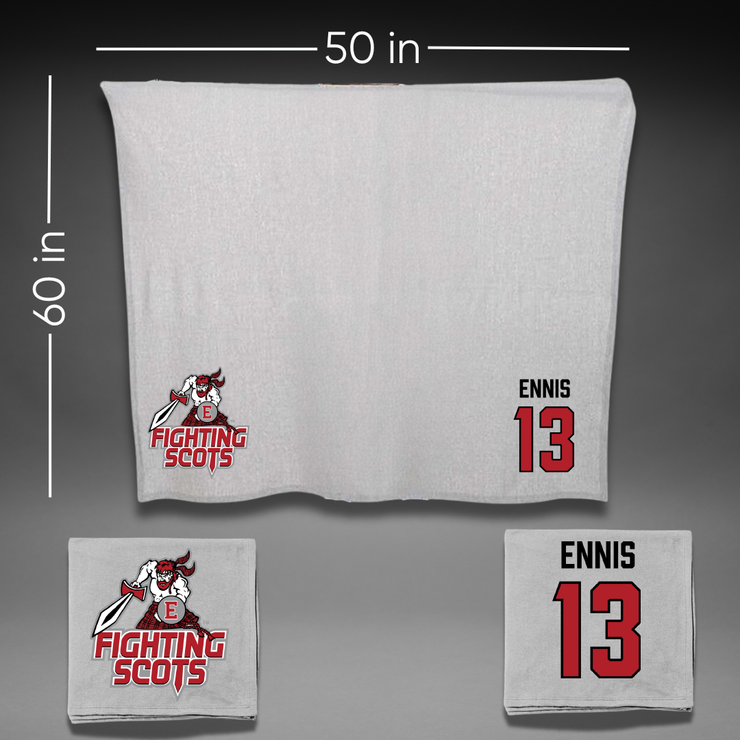 PennWest Edinboro Football Gray Blanket - #13 Gavin Ennis