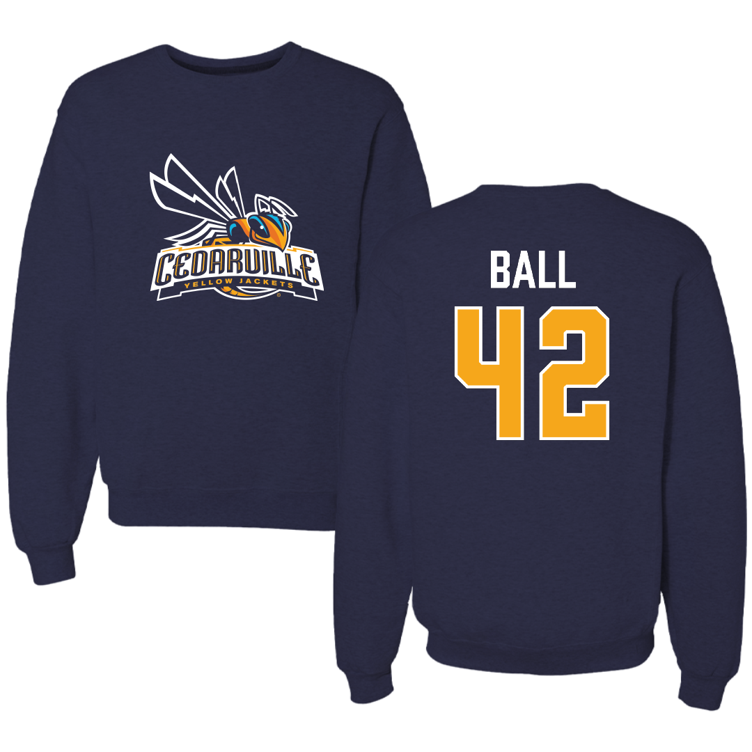 Cedarville University Baseball Navy Crewneck - #42 Coen Ball