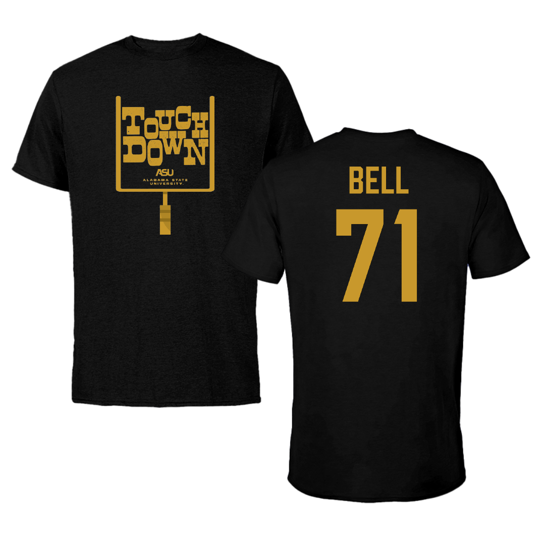 Alabama State University Football Black Touchdown Tee - #71 Kriston Bell