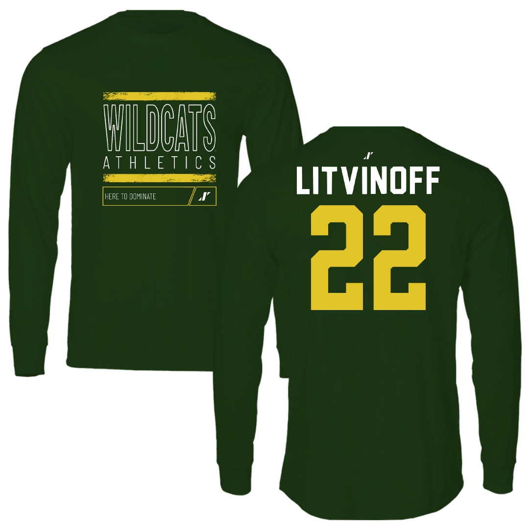 Northern Michigan University Basketball Forest Green Dominate Performance Long Sleeve - #22 Kennedy Litvinoff