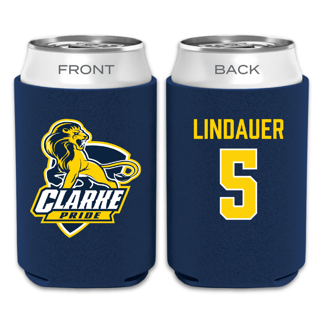 Clarke University Basketball Navy Can Cooler - #5 Carson Lindauer