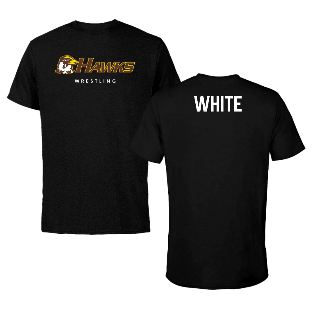 Quincy University Wrestling (W) Black Performance Tee - Trinity White
