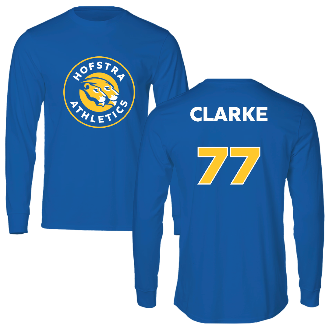 Hofstra University Lacrosse (M) Blue Performance Long Sleeve - #77 Austin Clarke