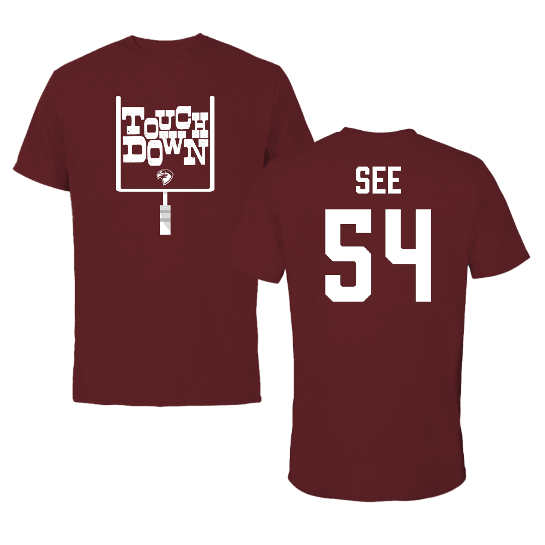 Fairmont State University Football Maroon Touchdown Tee - #54 Jaydon See