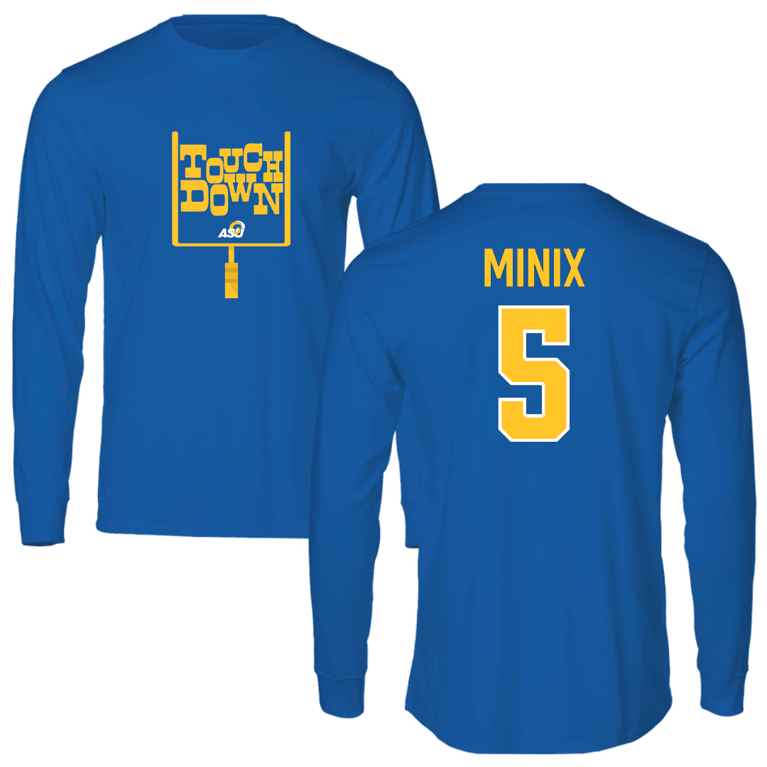 Angelo State University Football Blue Touchdown Performance Long Sleeve - #5 Jayden Minix