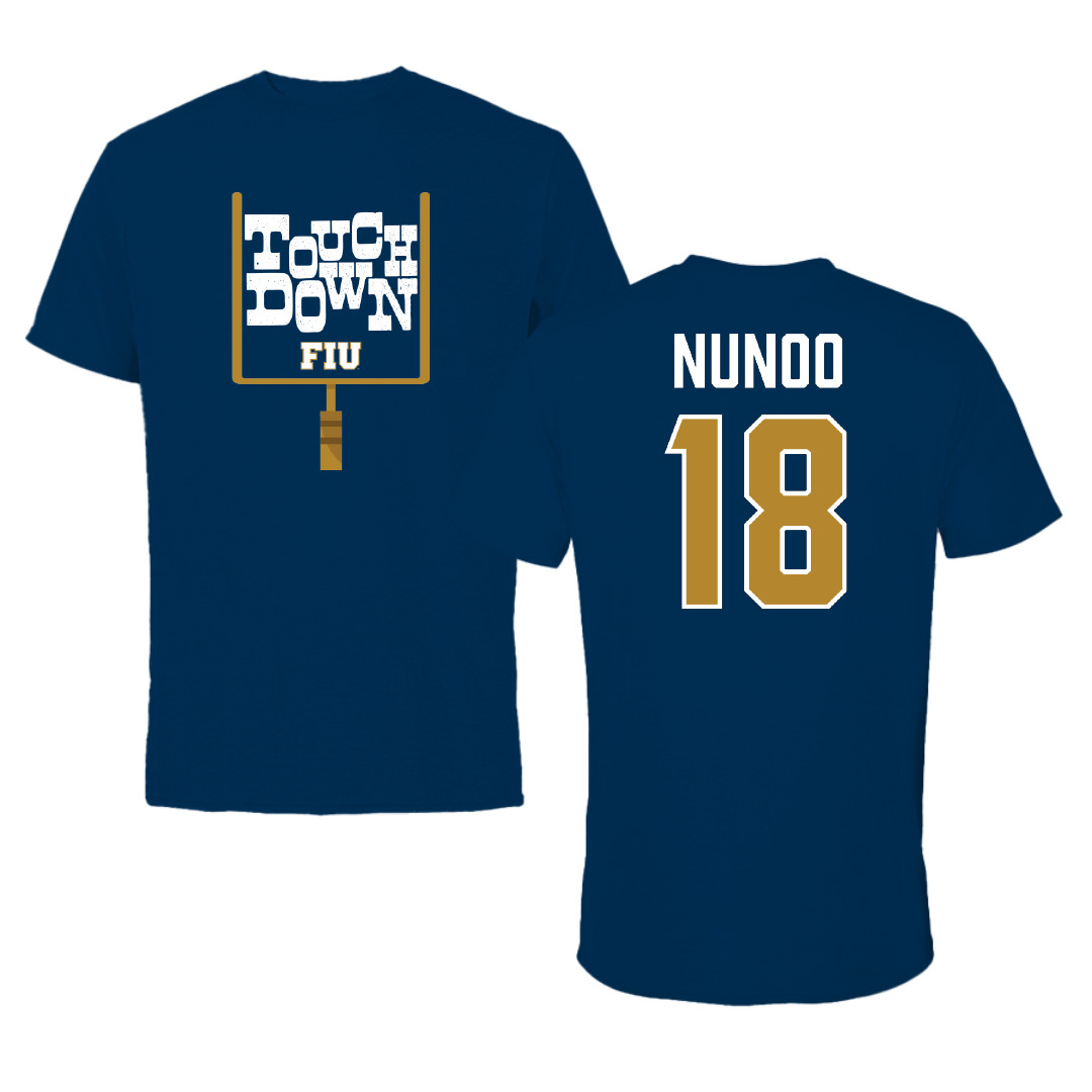 Florida International University Football Navy Touchdown Tee - #18 Dwight Nunoo