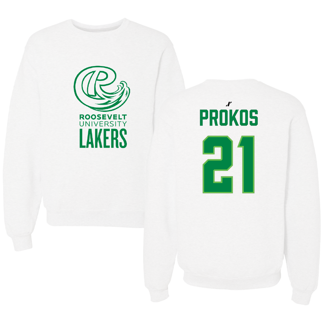 Roosevelt University Football White Crewneck - #21 Michael Prokos