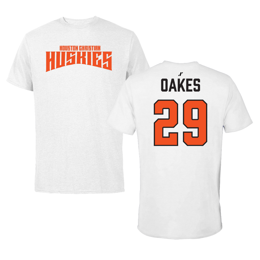 Houston Christian University Football White Classic Performance Tee - #29 Tylin Oakes