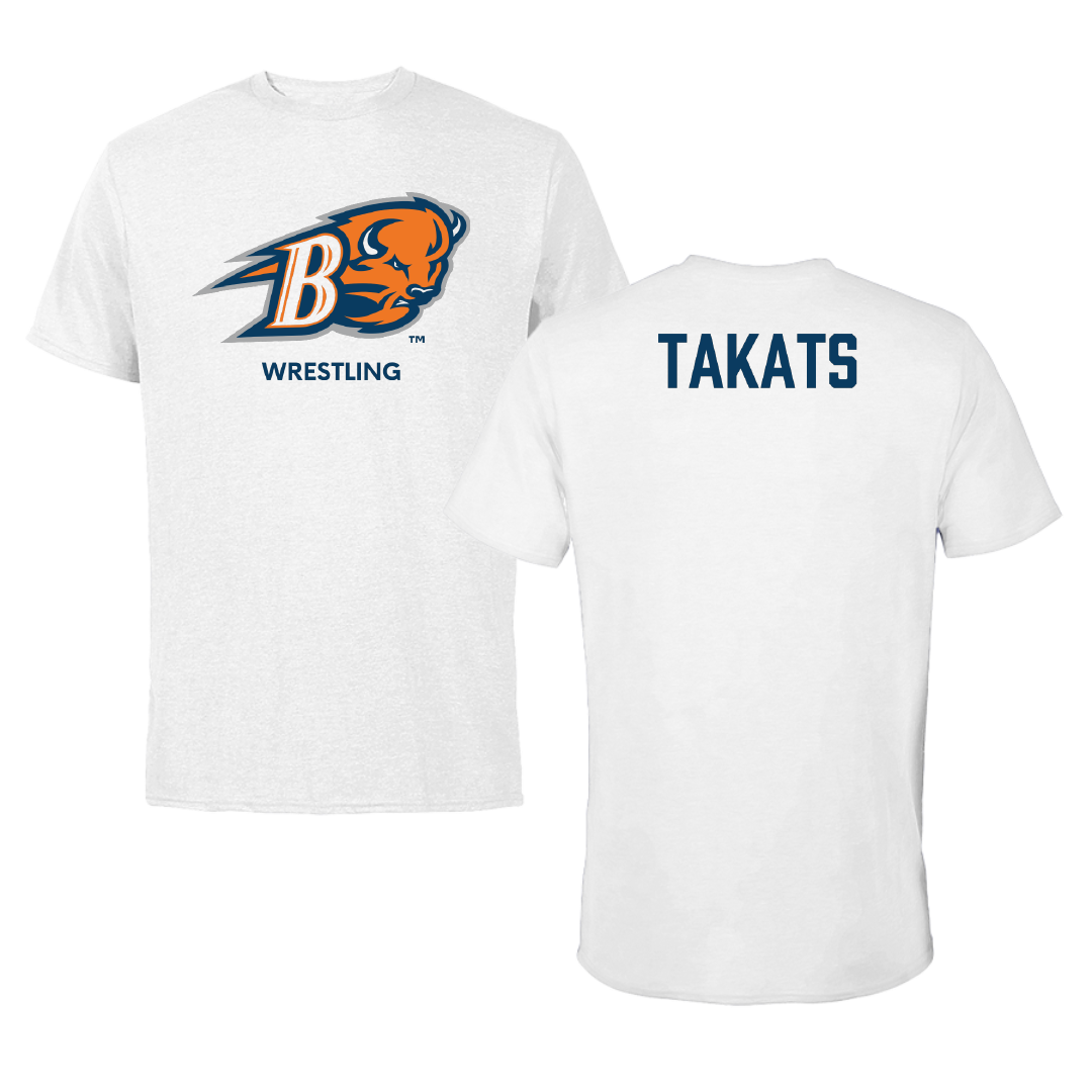 Bucknell University Wrestling (M) White Performance Tee - Myles Takats