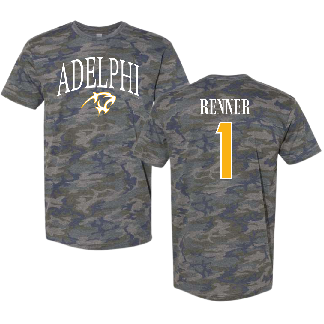 Adelphi University Lacrosse Vintage Camo Tee - #1 Dylan Renner