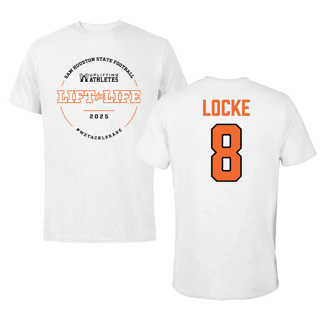 Sam Houston State University Football White Uplifting Athletes Tee - #8 Landyn Locke
