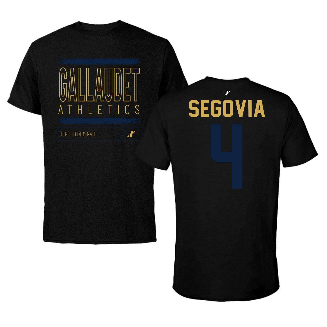 Gallaudet University Football Black Dominate Performance Tee - #4 Gabe Segovia