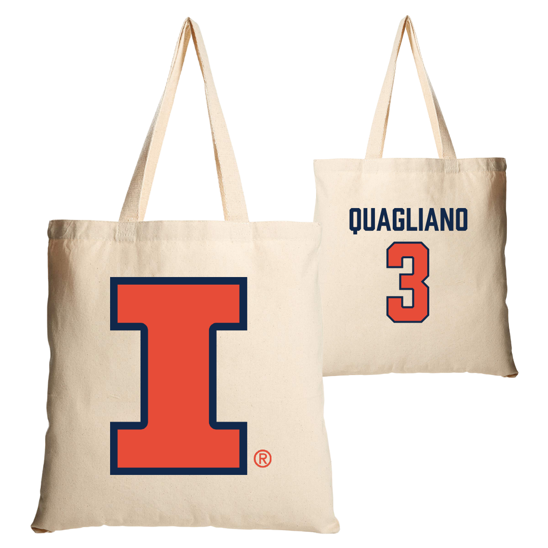 University of Illinois Baseball Tan Canvas Tote Bag - #3 Coltin Quagliano