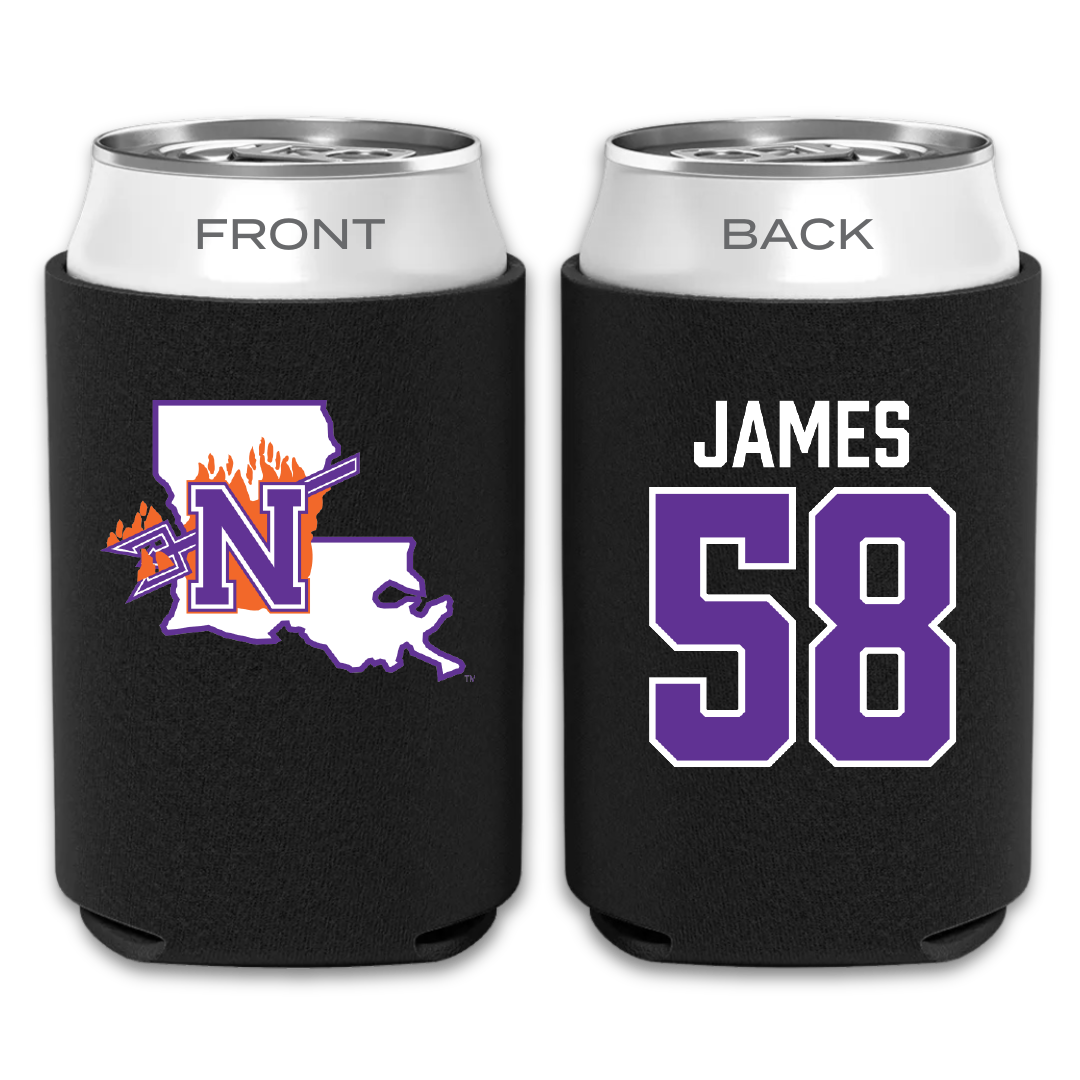 Northwestern State University Football Black Can Cooler - #58 Coby James