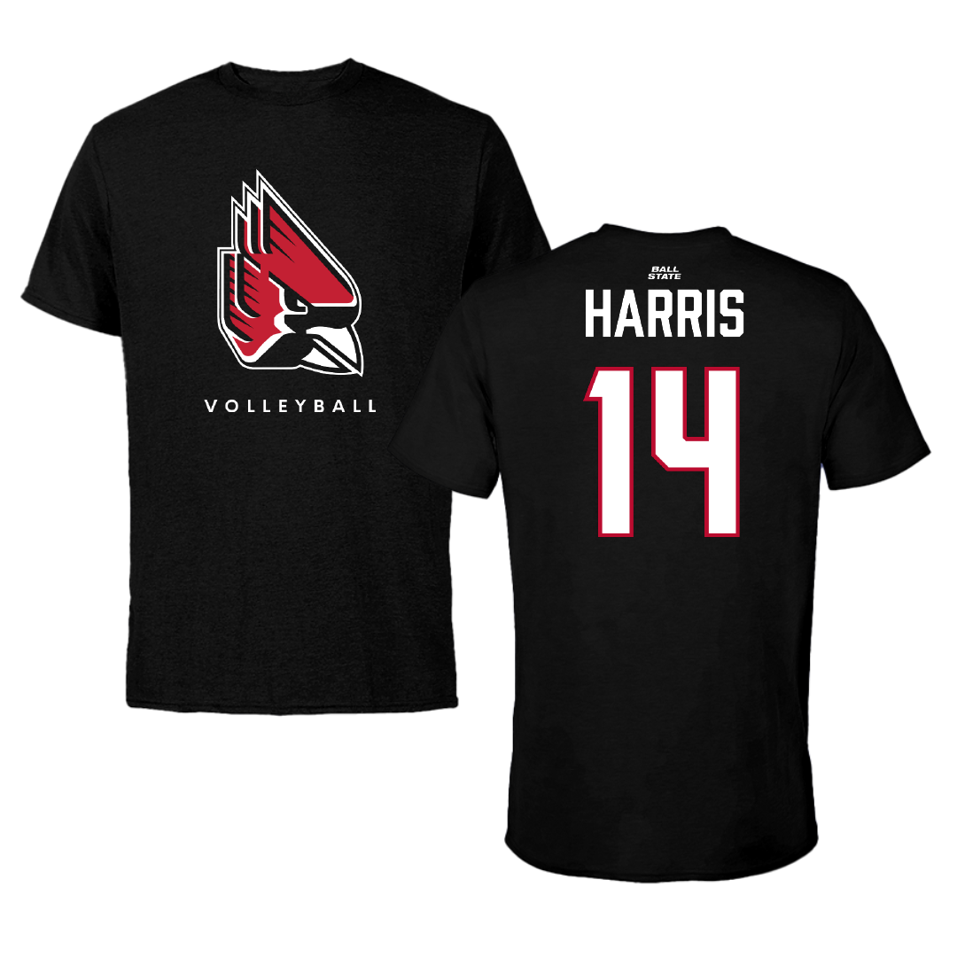Ball State University Volleyball Black Performance Tee - #14 Jason Harris