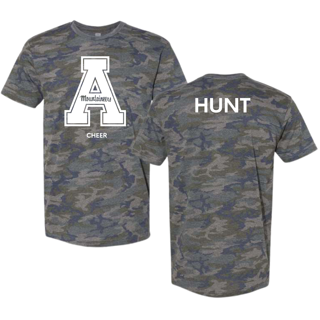 Appalachian State University Cheer Vintage Camo Tee - Gabriel Hunt